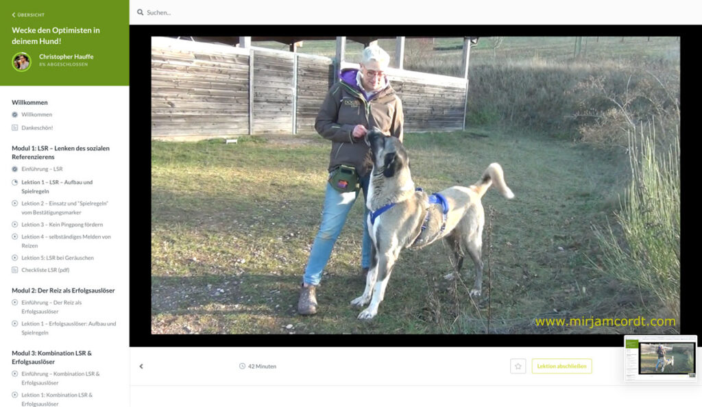 Mirjam Cordt übt mit Cachi das LSR, also das "Lenken des sozialen Referenzierens" Sie achtet hier speziell auf ihre Fußhaltung